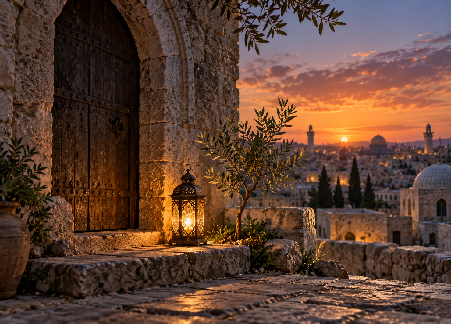 صورة تعبيرية لفانوس يضيء مدينة عند الغروب